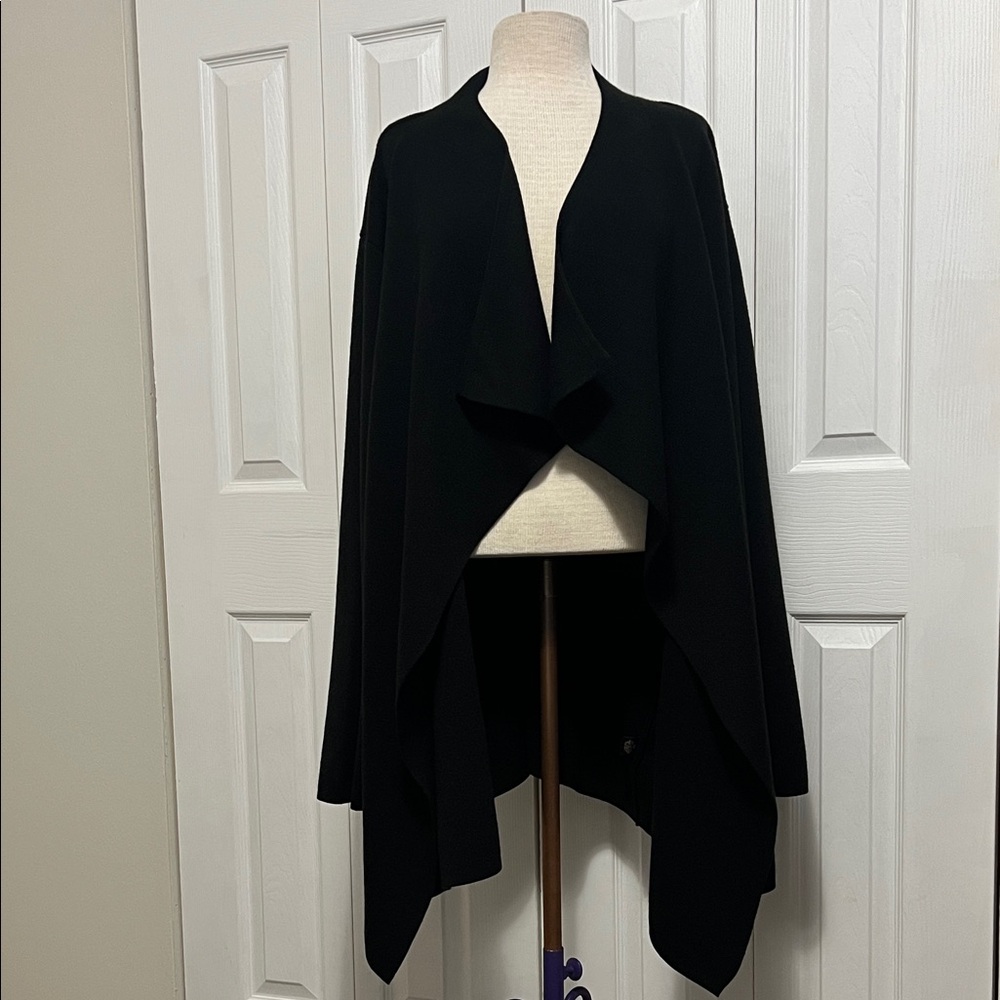 Iman Women’s Black Open-Front Long Sleeve Knit Waterfall Cardigan Size 3X